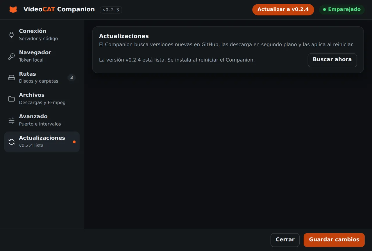 Companion: actualización automática