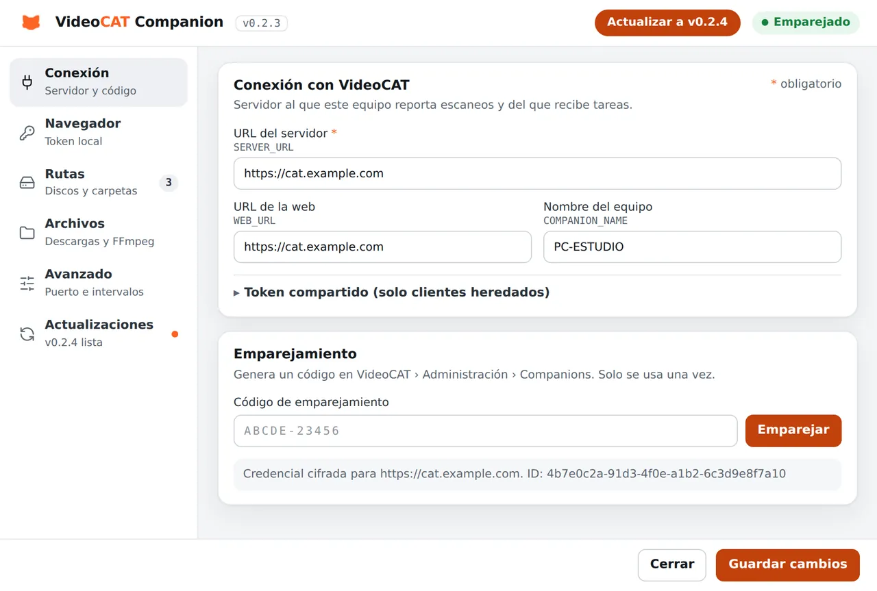 Companion en tema claro