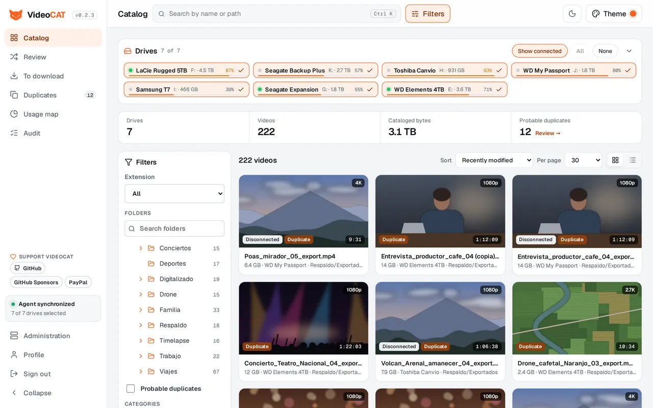 Catalog in the light theme