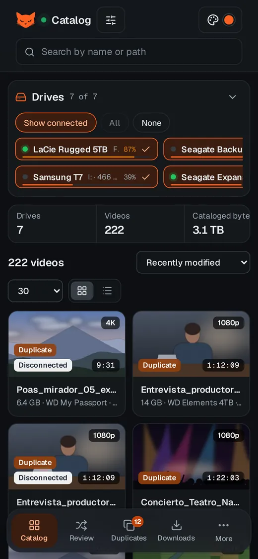Catalog on mobile with the tab bar