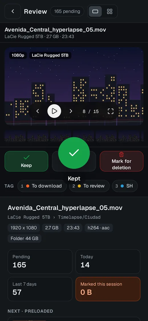 Animated confirmation of a decision on mobile