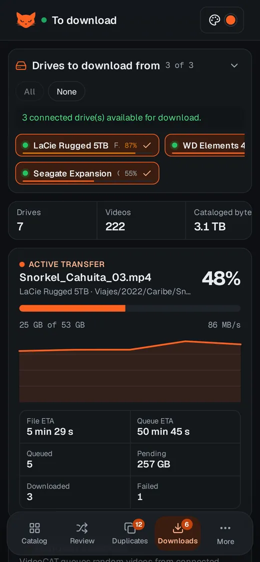 Download queue on mobile
